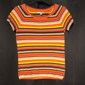 Liz Claiborne Stripe Short Sleeve Sweater Tshirt, SP